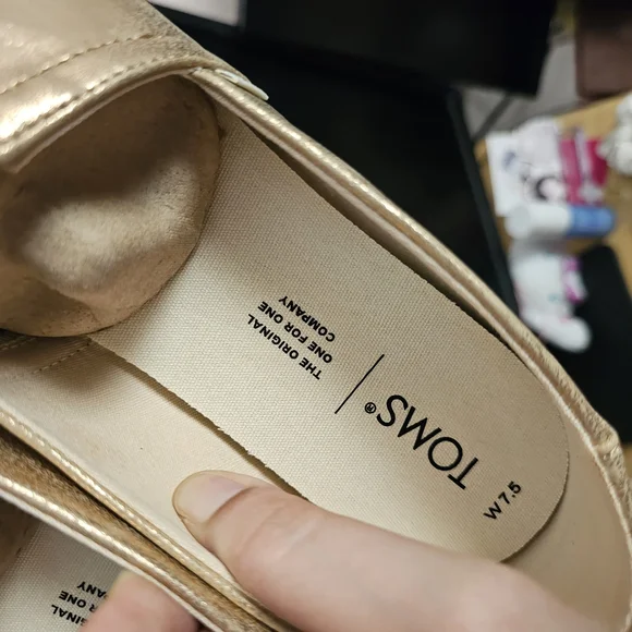 TOMS Alpargata Shoes in Champagne Shimmer - Picture 5 of 6